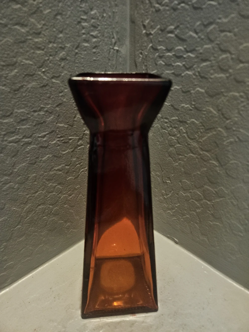 Amber Glass Tapered Vase -